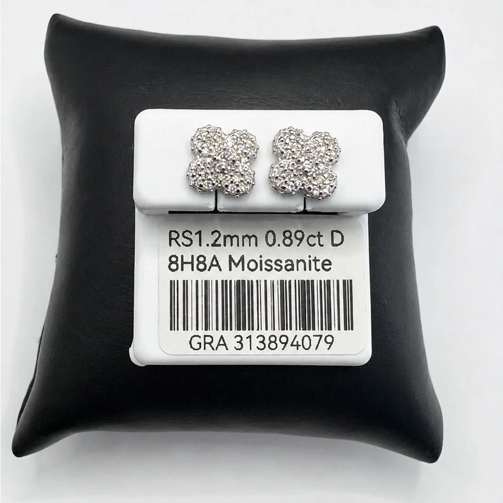 925 Sterling Silver 0.89CT MOISSANITE  Stud Earrings Screw Back unisex